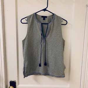 J Crew Tank Top with Embroidered Trim Size Small